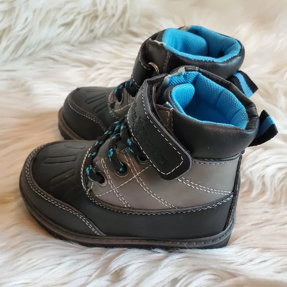 Beverly Hills Boy's Black Polo Club Lace-up Non-Slip Trendy Exeter Boot SZ 5